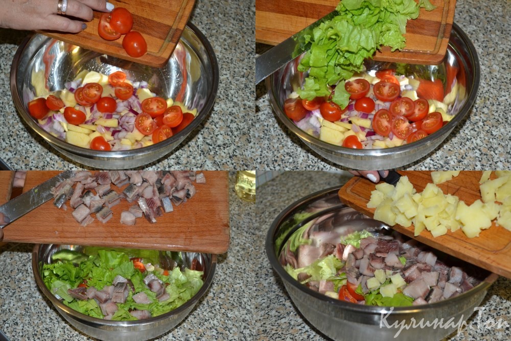 Салат с сельдью и яблоком