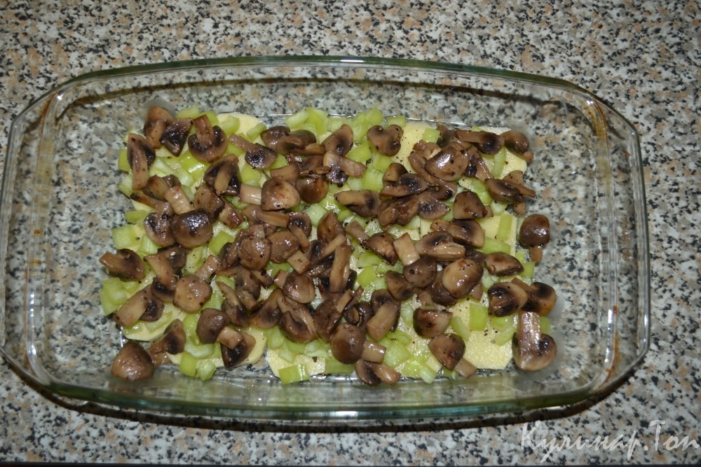 Запеканка с курицей и грибами