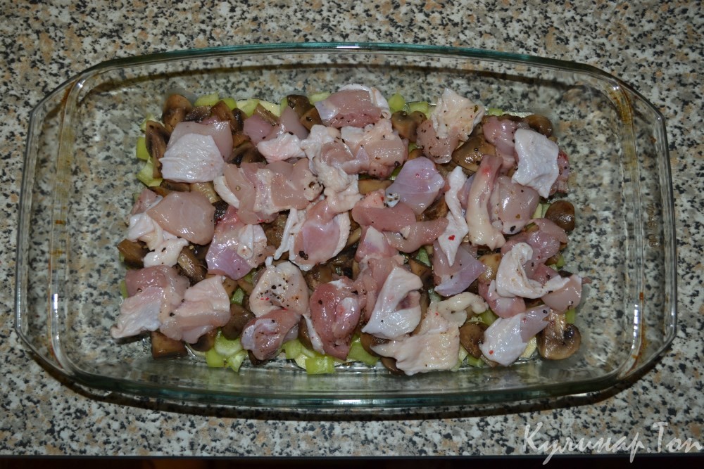 Запеканка с курицей и грибами