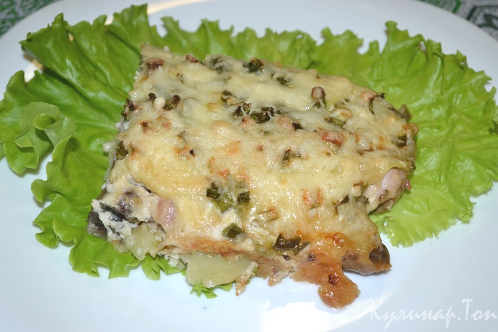 Запеканка с курицей и грибами