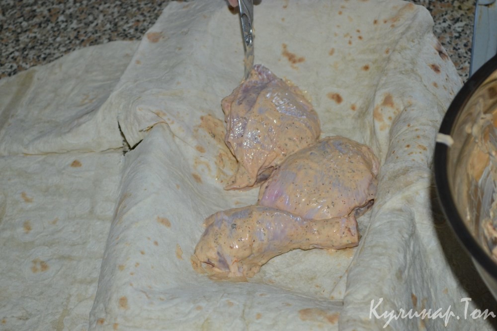 Курица с картофелем в лаваше
