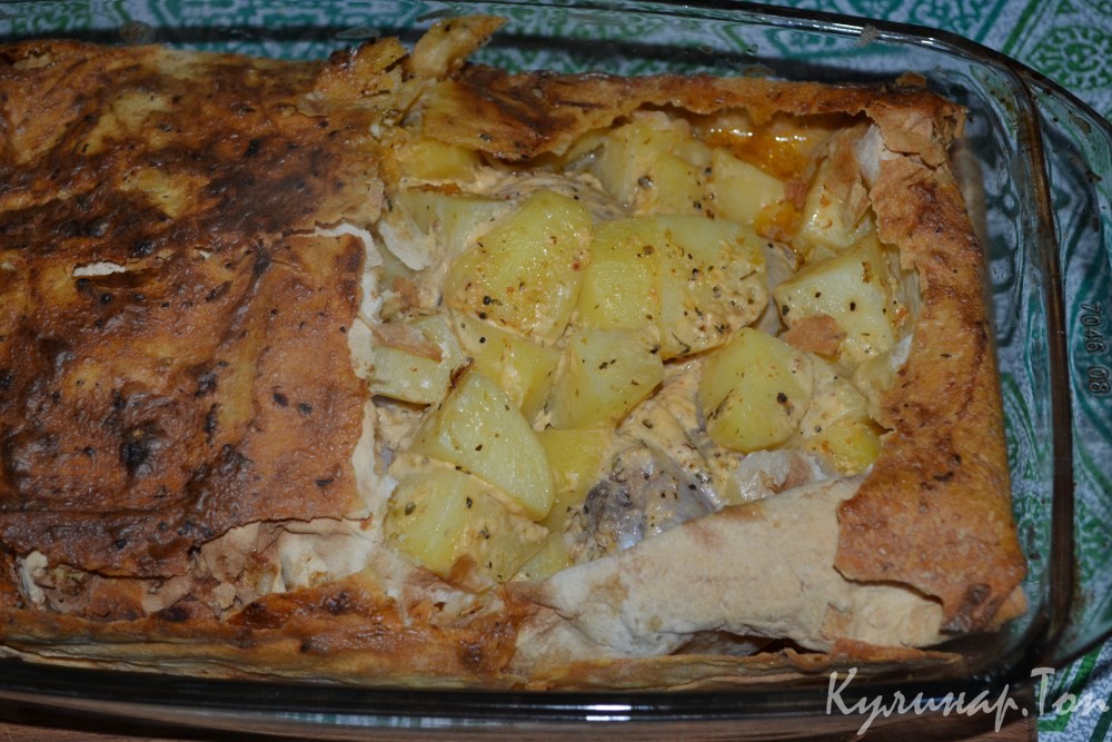 Курица с картофелем в лаваше