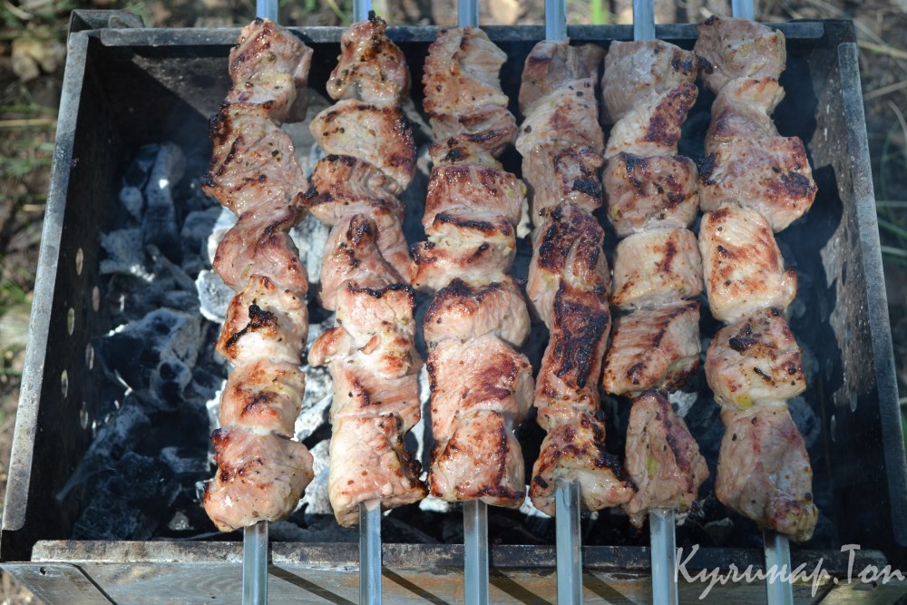 Свиной шашлык в маринаде из киви