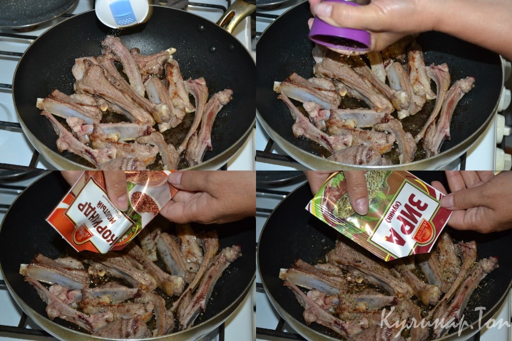 Бараньи ребрышки, тушенные под луком