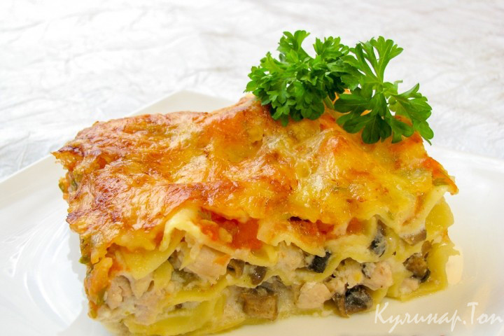 Лазанья с курицей и овощами