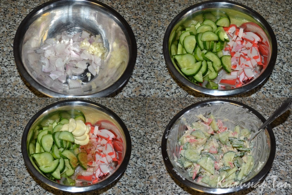 Салат из огурцов с крабовым мясом
