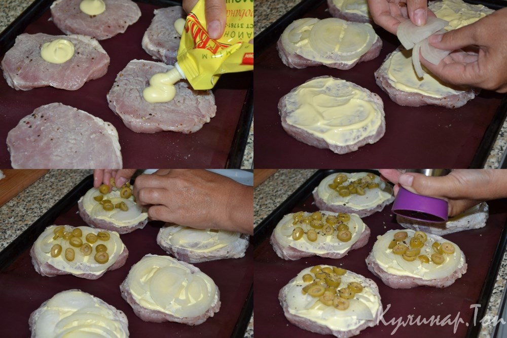 Свинина с луком и оливками