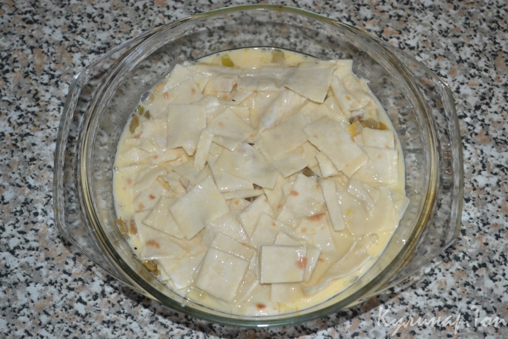 Грибная запеканка с лавашем