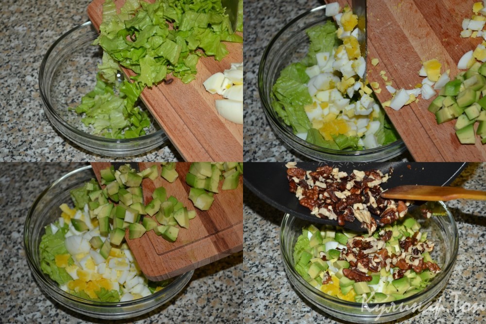 Салат из авокадо с яйцами и орехами