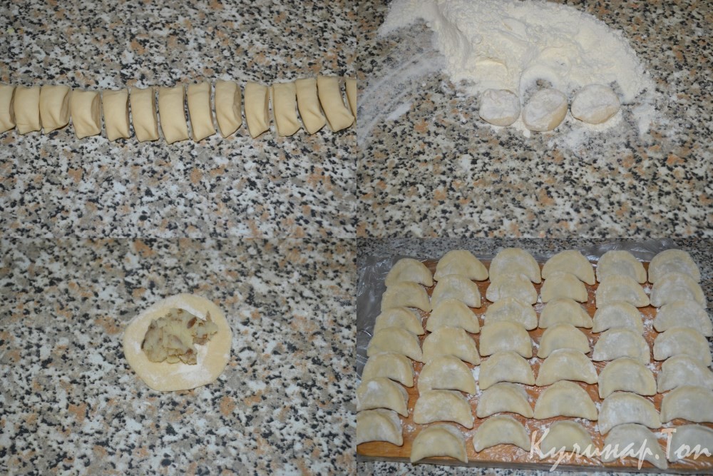 Вареники из картофеля с грибной икрой