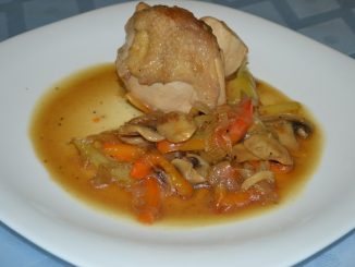 Курица с шампиньонами и перцем