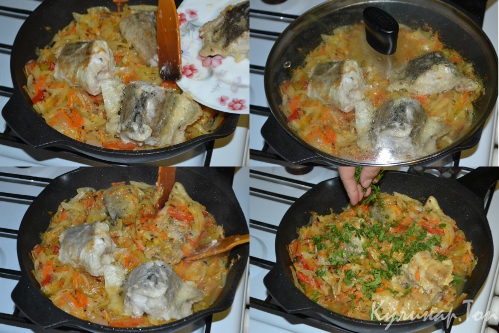 Минтай тушеный с овощами