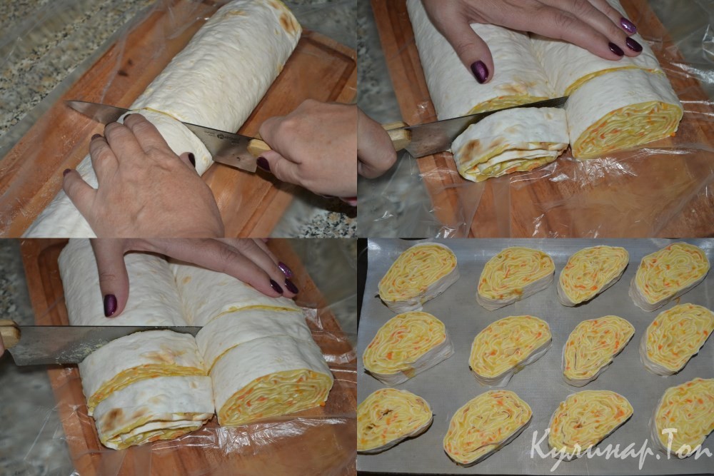 Рулет из лаваша с картошкой, морковью и сыром