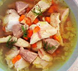 Уха из щуки и судака с гречневыми клецками