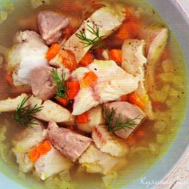 Уха из щуки и судака с гречневыми клецками Уха из щуки и судака с гречневыми клецками