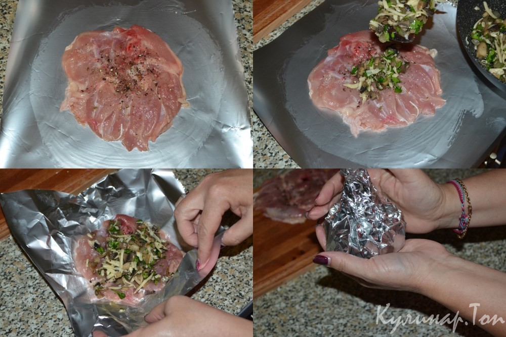 Бомбочки из курицы с шампиньонами