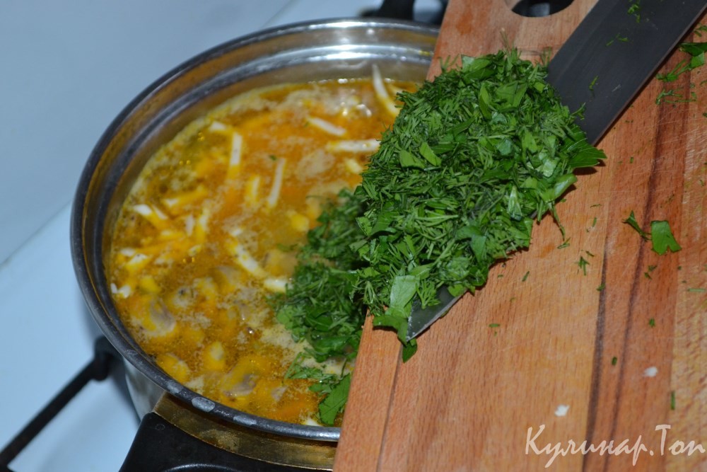 Сырный суп с шампиньонами