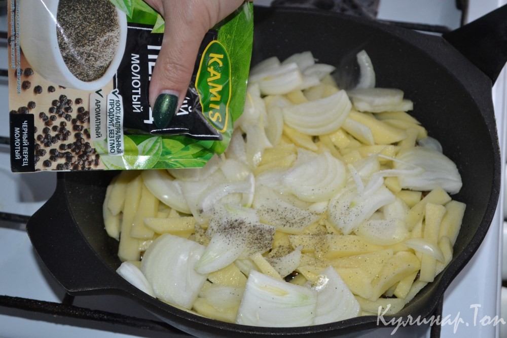 Жареный картофель с шампиньонами