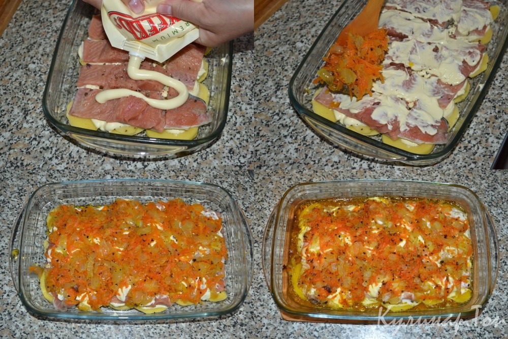 Горбуша с овощами в духовке