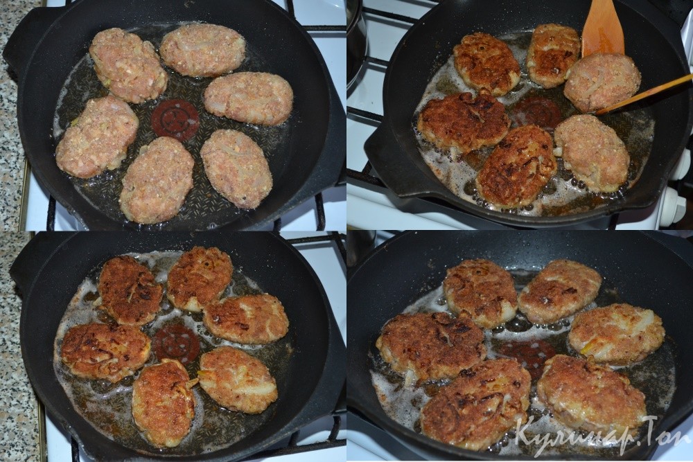 Котлеты с жареным луком