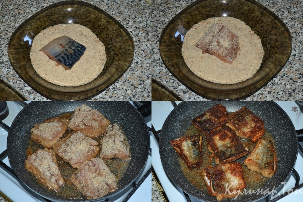 Жареная скумбрия в панировочных сухарях