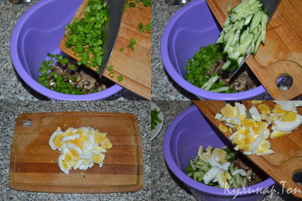 Салат с жареными шампиньонами