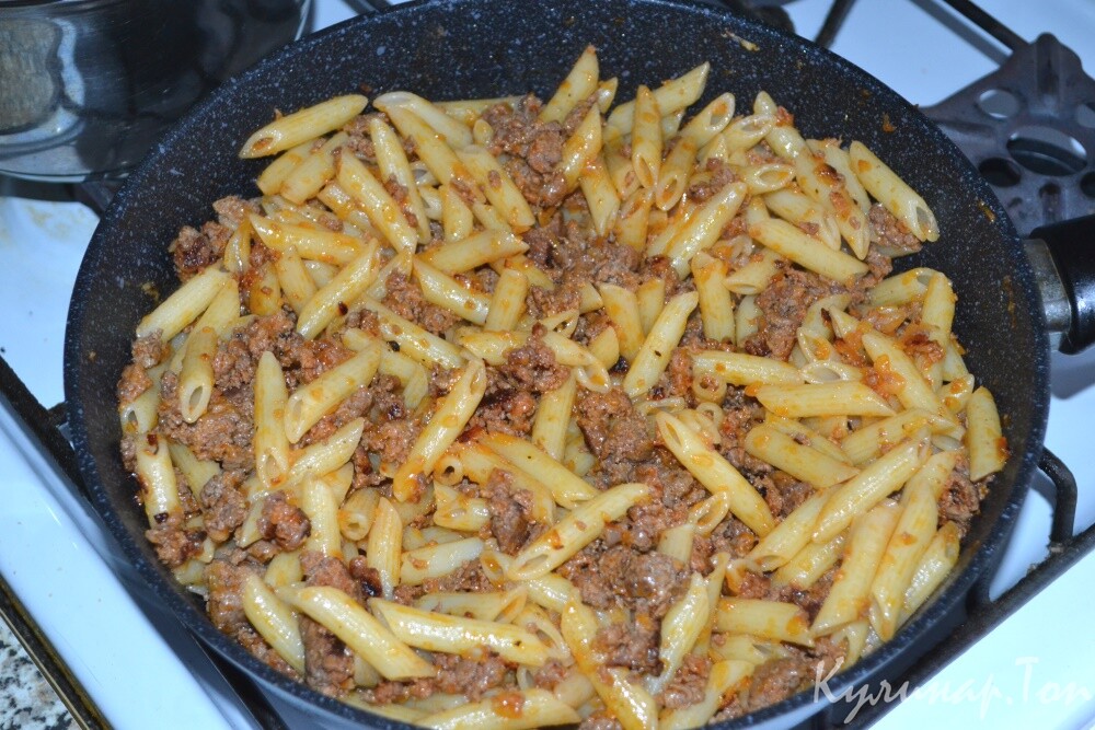 Макароны по-флотски с мясом индейки