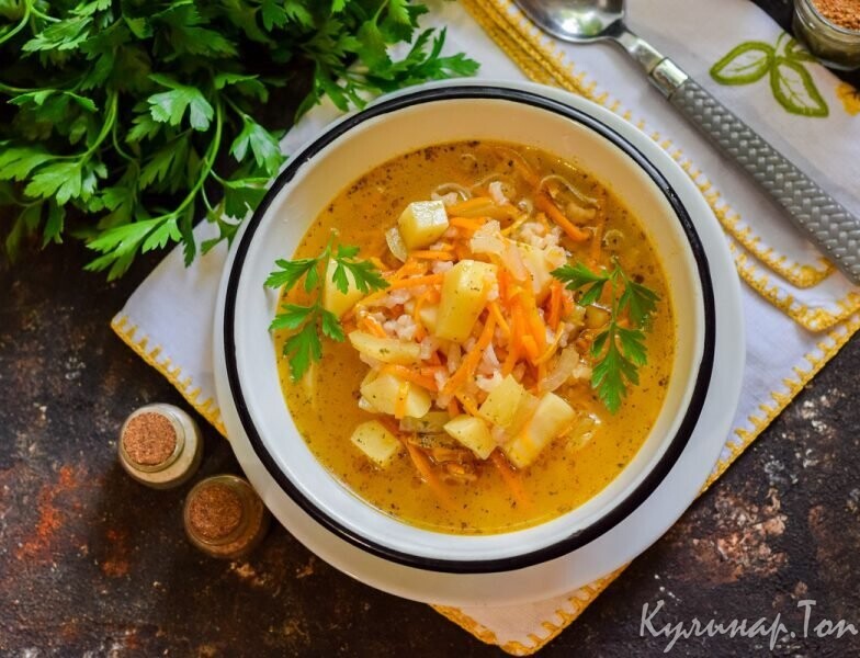 Суп с рисом и корейской морковью