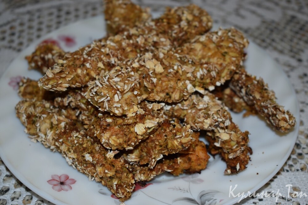Куриная грудка в овсянке