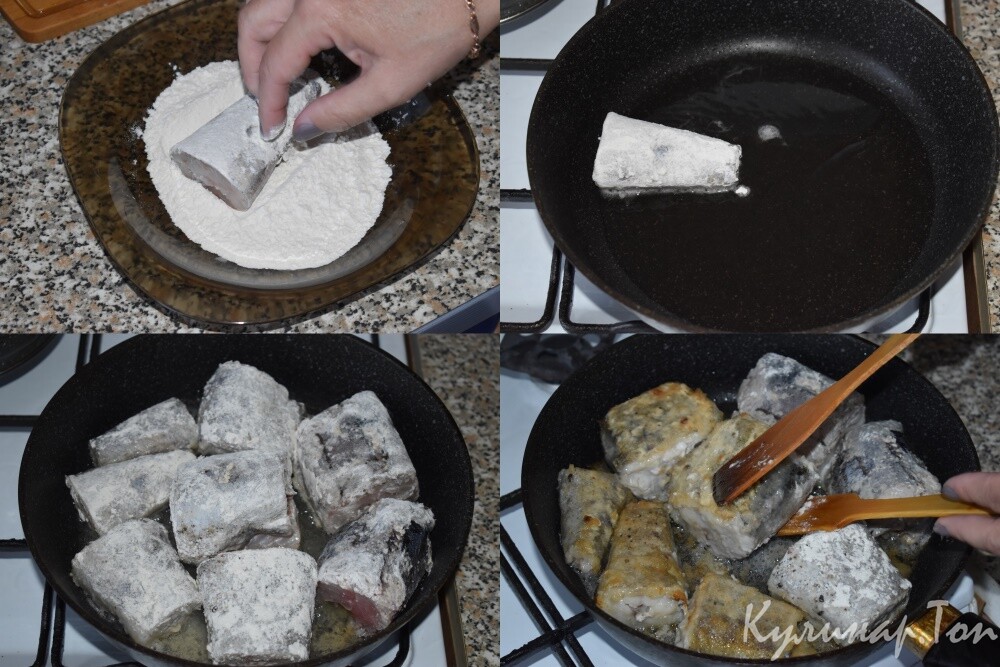 Минтай, тушеный в сметано-горчичном соусе