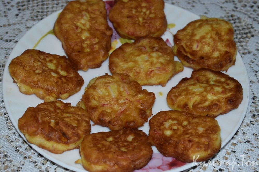 Оладьи с крабовым мясом