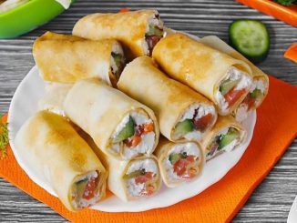 Блины с семгой и сливочным сыром