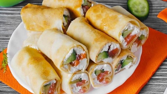 Блины с семгой и сливочным сыром Блины с семгой и сливочным сыром