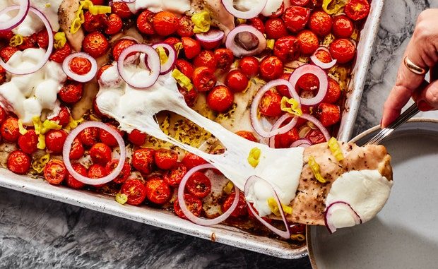 Sheet-Pan Chicken with Tomatoes and Mozzarella